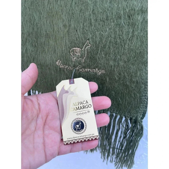 New Alpaca Camargo Scarf Rectangle Fringe Neck Warmer Multifunctional Army Green - Picture 9 of 12